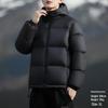 Men's Black Hooded Thickened Down Jacket - 90% White Duck Down, Teflon-Coated, Winter 2024 Edition