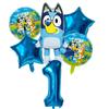 6 Stück Familie Bluey Aluminiumballon Cartoon Bingo Aktivität Spielzeug Blau Gold Stern Ballon Dekoration Sammlung Geburtsdatum Feier Babyparty Zubehör