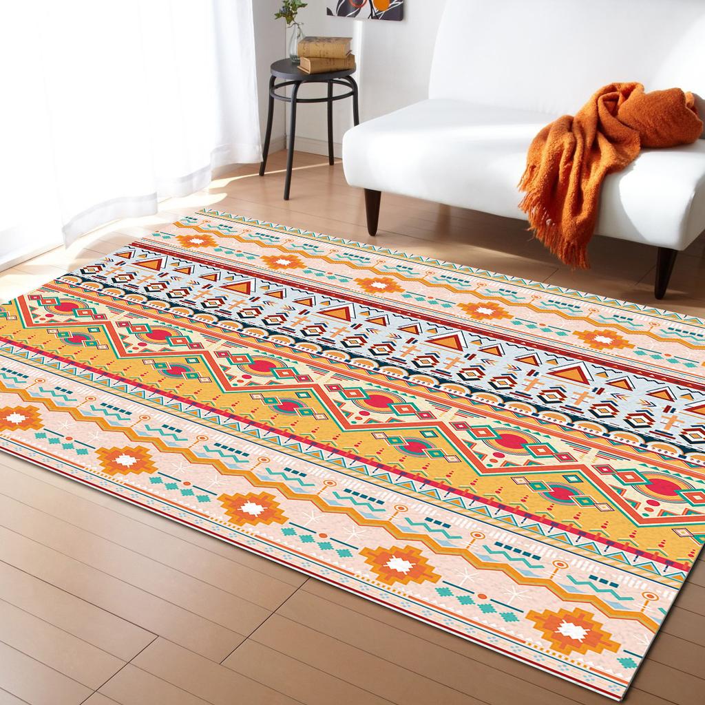 African Tambourine Geometric Lines Carpets for Living Room Anti-slip Carpet for Bedroom and Kitchen Floor Mats Home Decor Rug