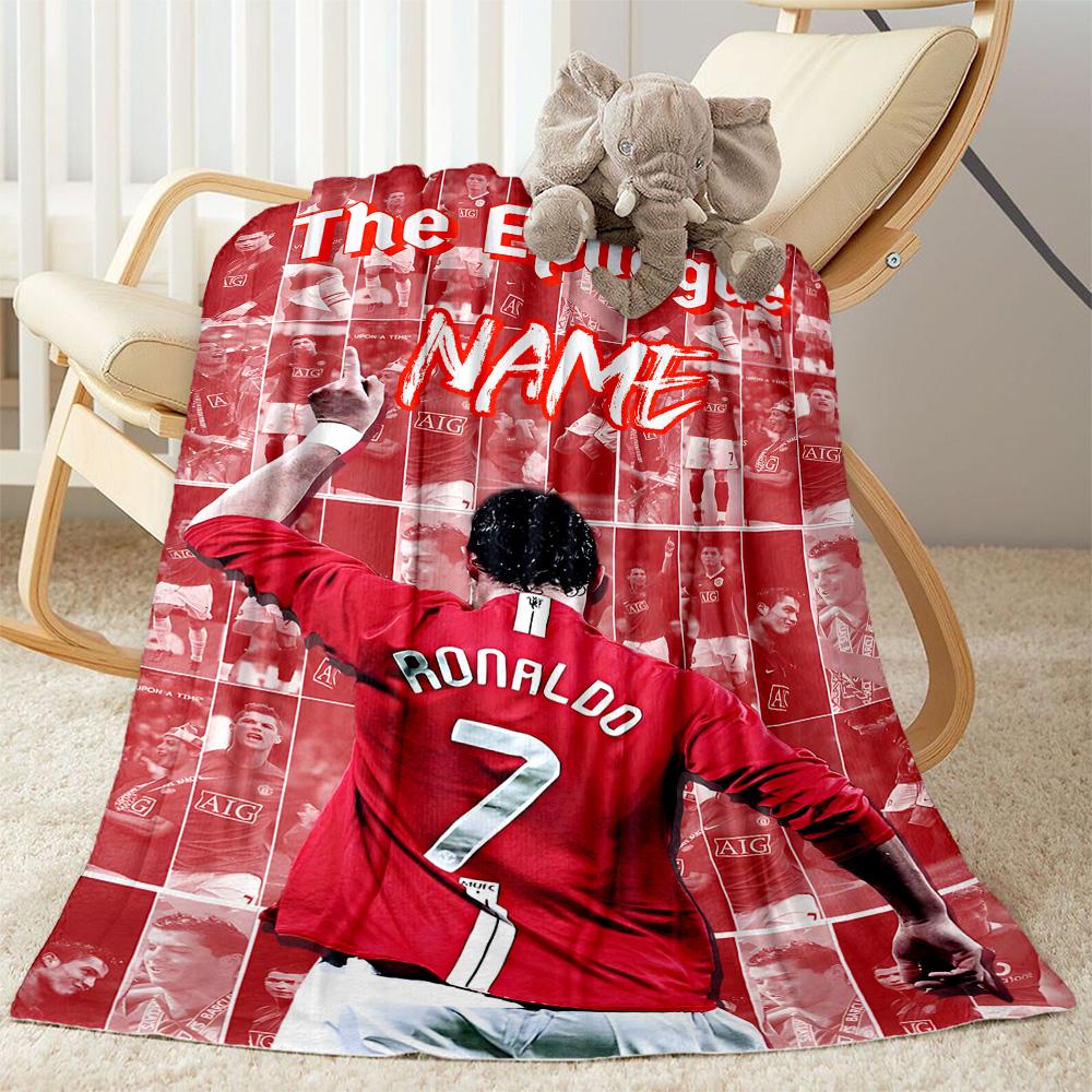 Ronaldo's Legacy Celebration Customize Text Blanket Gift Customizable Blanket Soft Warm Cozy for Home Decor Seaside Sofa Picnics Four Seasons Universa