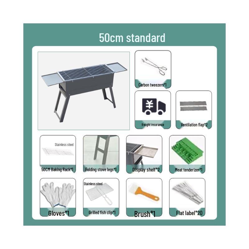 Outdoor Portable Charcoal BBQ Grill with Shelf