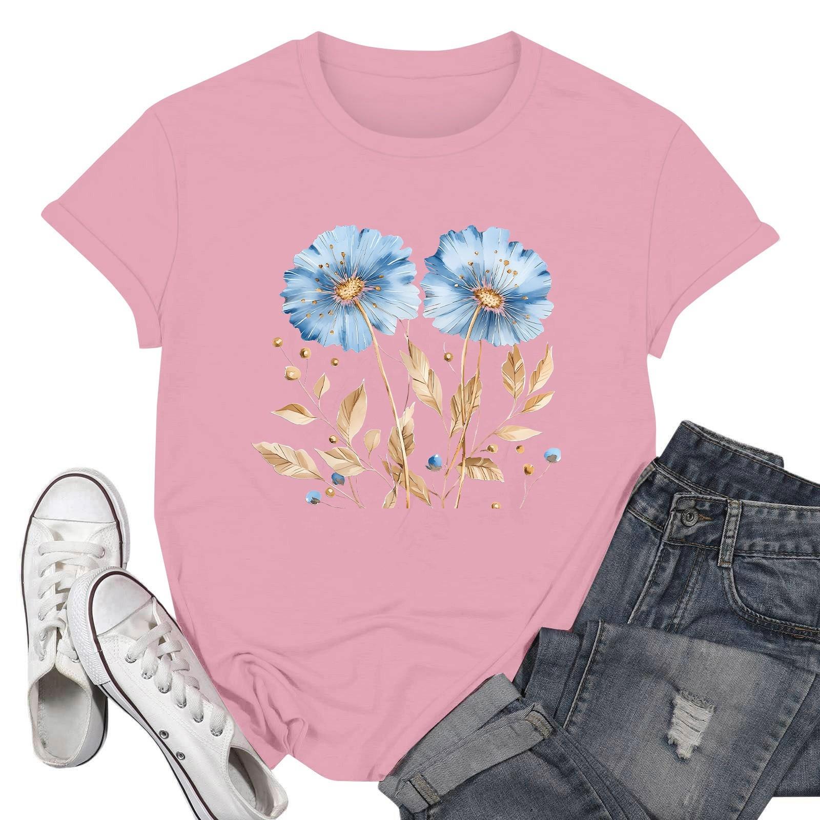 

Женские модные повседневные пуловеры с короткими рукавами и круглым вырезом с принтом M розовый