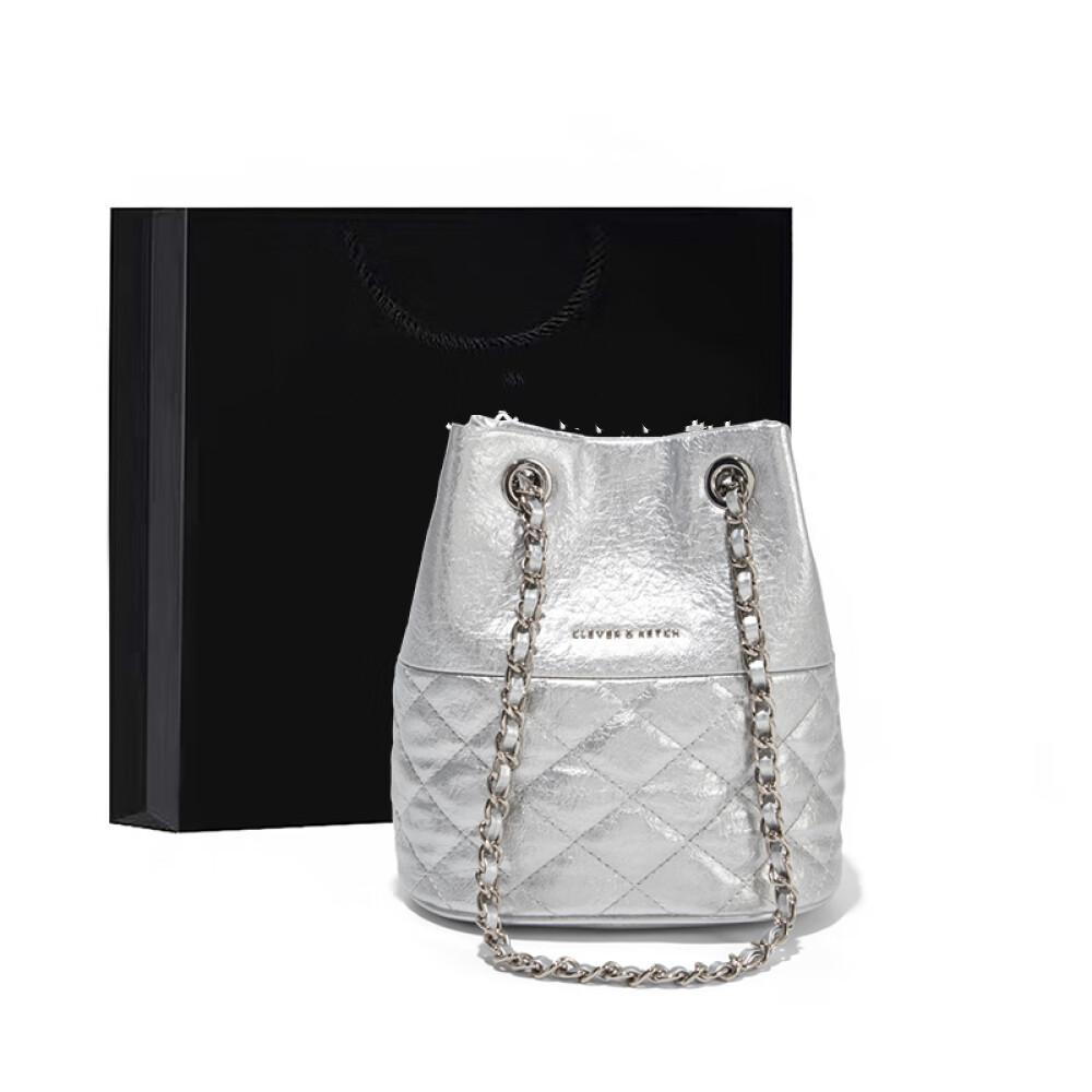 Diamond chain bucket bag new light luxury all-match small fragrance single shoulder crossbody bag length 18cm wide 12.5cm high 19cm