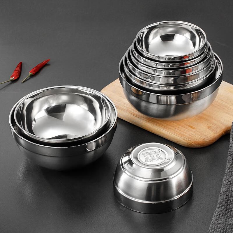 SuLi 304 Stainless Steel Double-Layer Anti-Scald Bowl