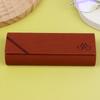 Striped Leather Eyeglasses Case Minimalist Portable Stylish Spectacle Holder Box for Men Boys Students