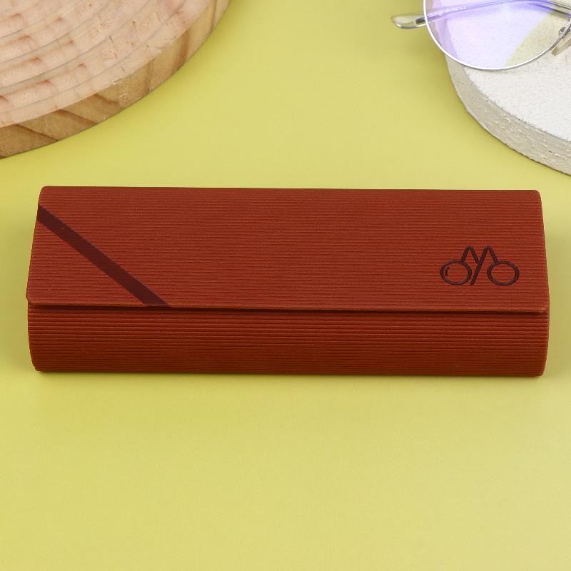Striped Leather Eyeglasses Case Minimalist Portable Stylish Spectacle Holder Box for Men Boys Students