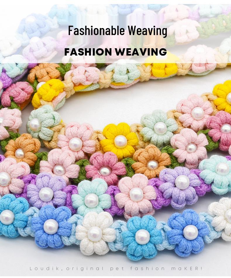 Ручна плетена повідка та ланцюг-нашийник для маленьких і середніх собак