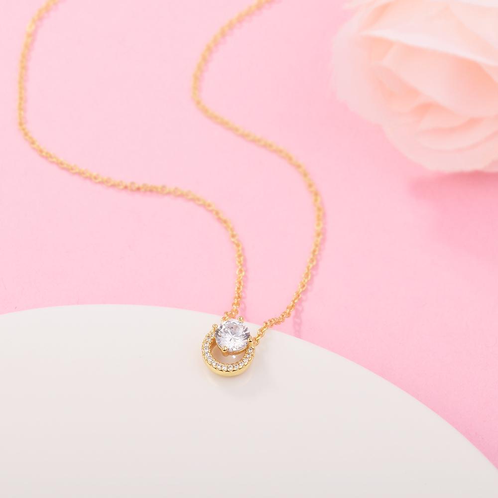 Collana con ciondolo a forma di alone rotondo scintillante da donna, in argento sterling 925, con zirconi trasparenti, gioielli originali Colares