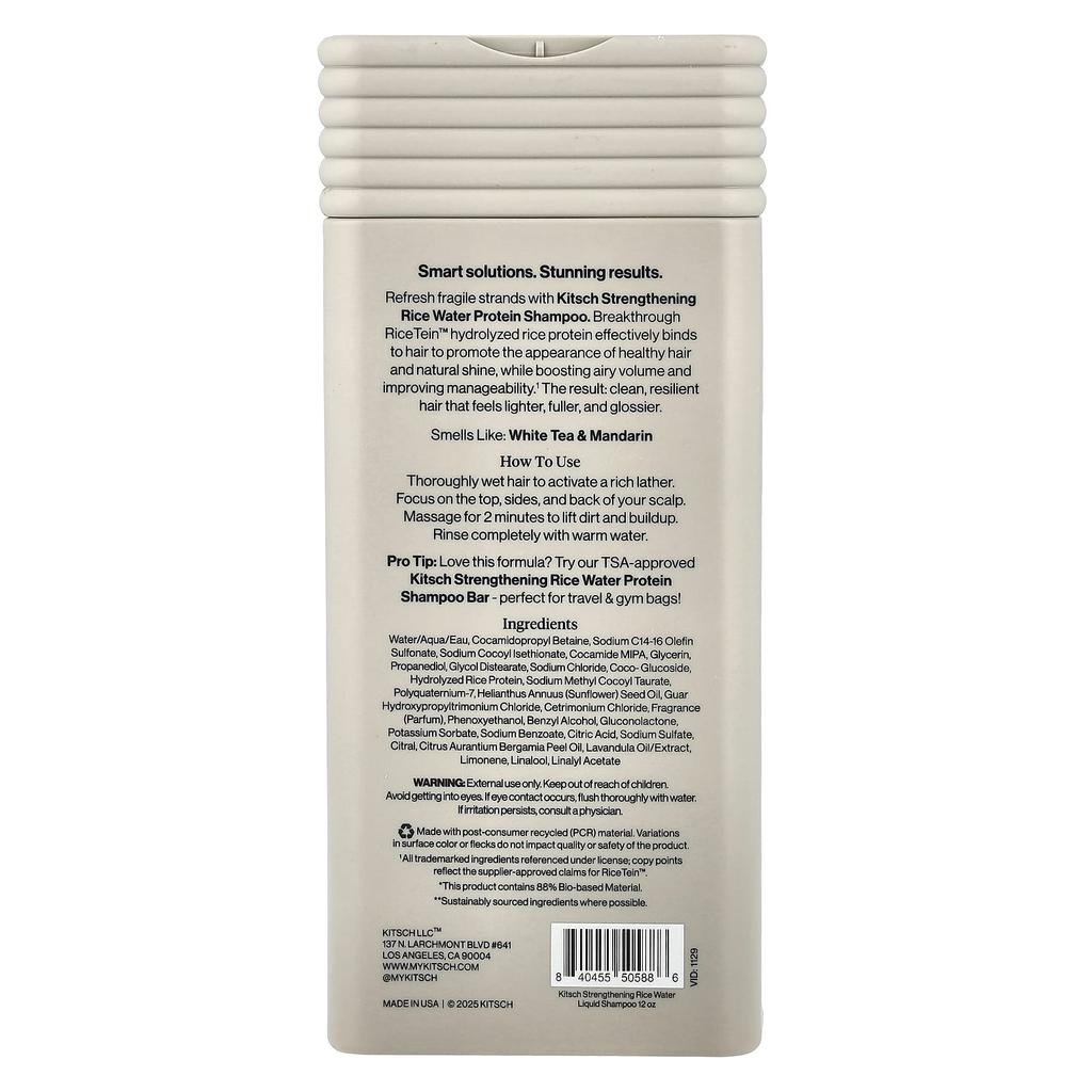 Kitsch Fortified Rice Bran Protein Shampoo, , 355ml (12 Fl Oz)