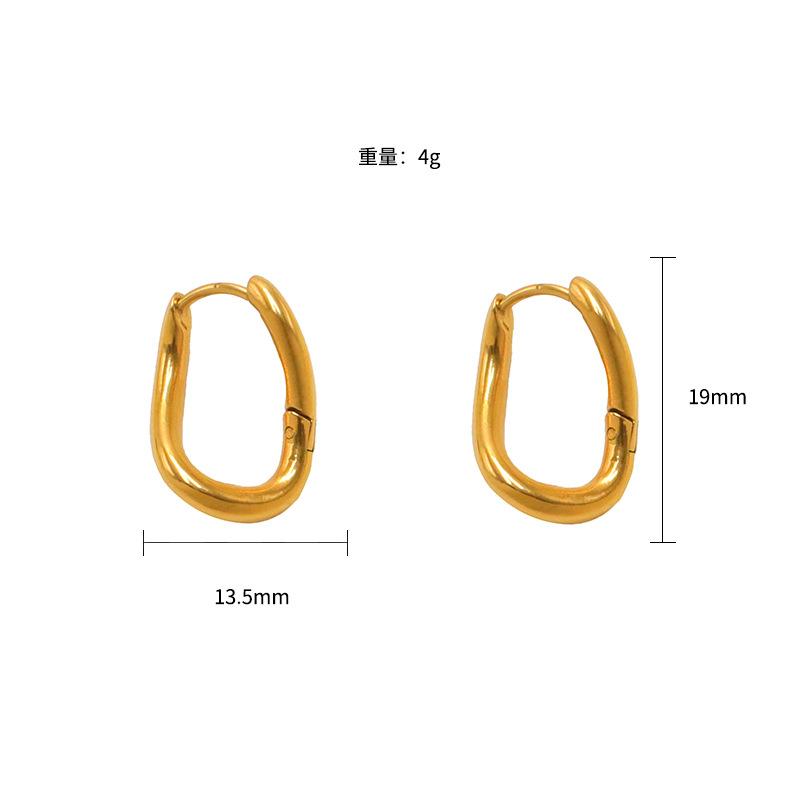 Specially For 18K Square Smooth Titanium Steel Earrings That Do Not Fade, Fashionable Ear Jewelry, High-End Niche