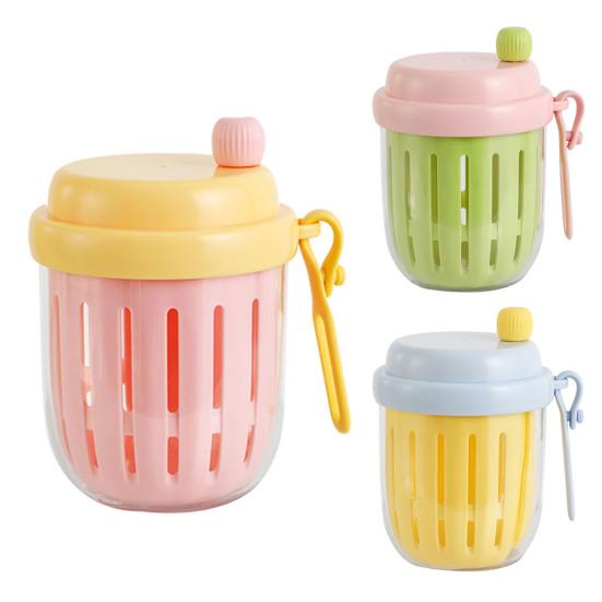 Fruit Salad Cup with Fork Leak Proof Airtight Container Double