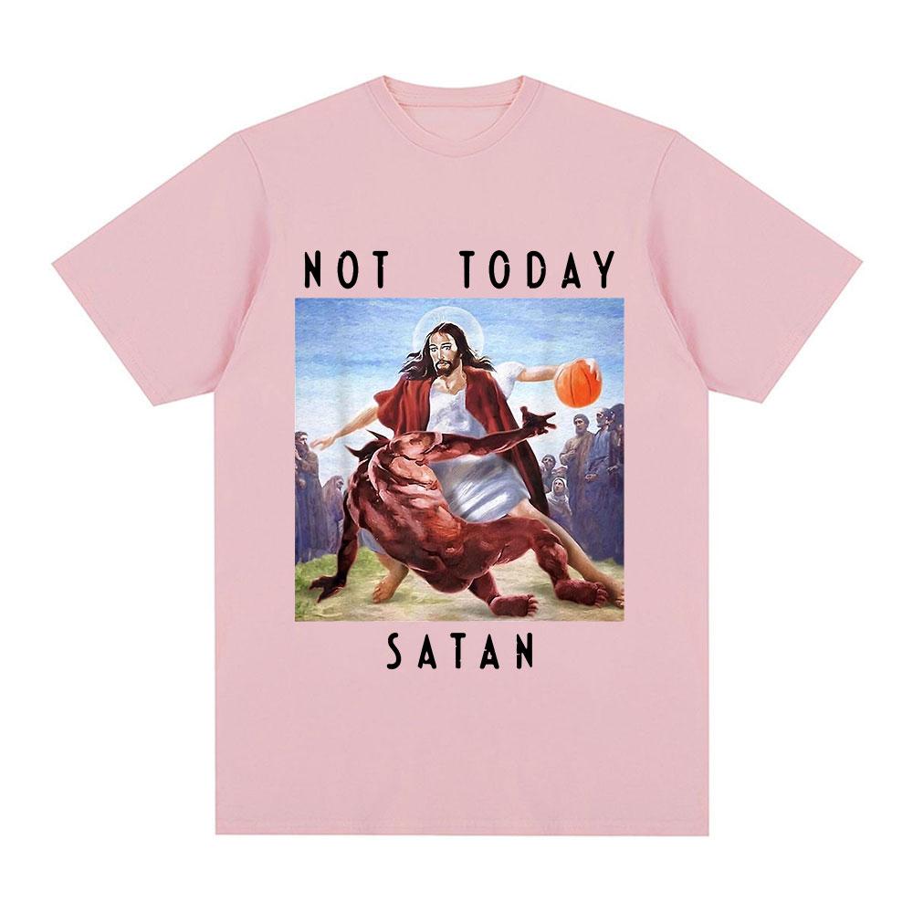 Not Today Satan Jesus Vs Satan in T Shirt Harajuku Casual T-shirt Men's Women's Fashion Cotton Summer T Shirts Streetwear Tops