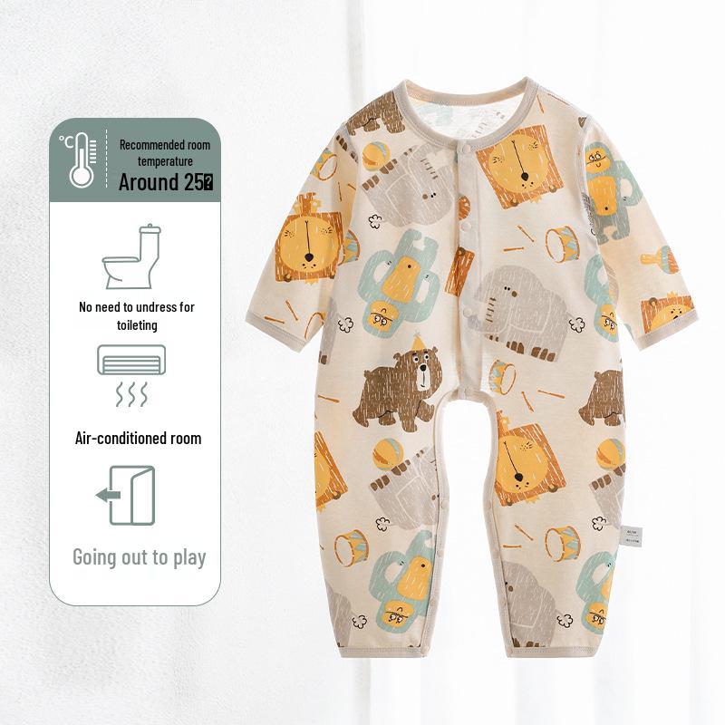 Salopetă cu mânecă lungă din bumbac pur pentru nou-născut: Costum de Aer Condiționat de Primăvară-Vară și Pijama