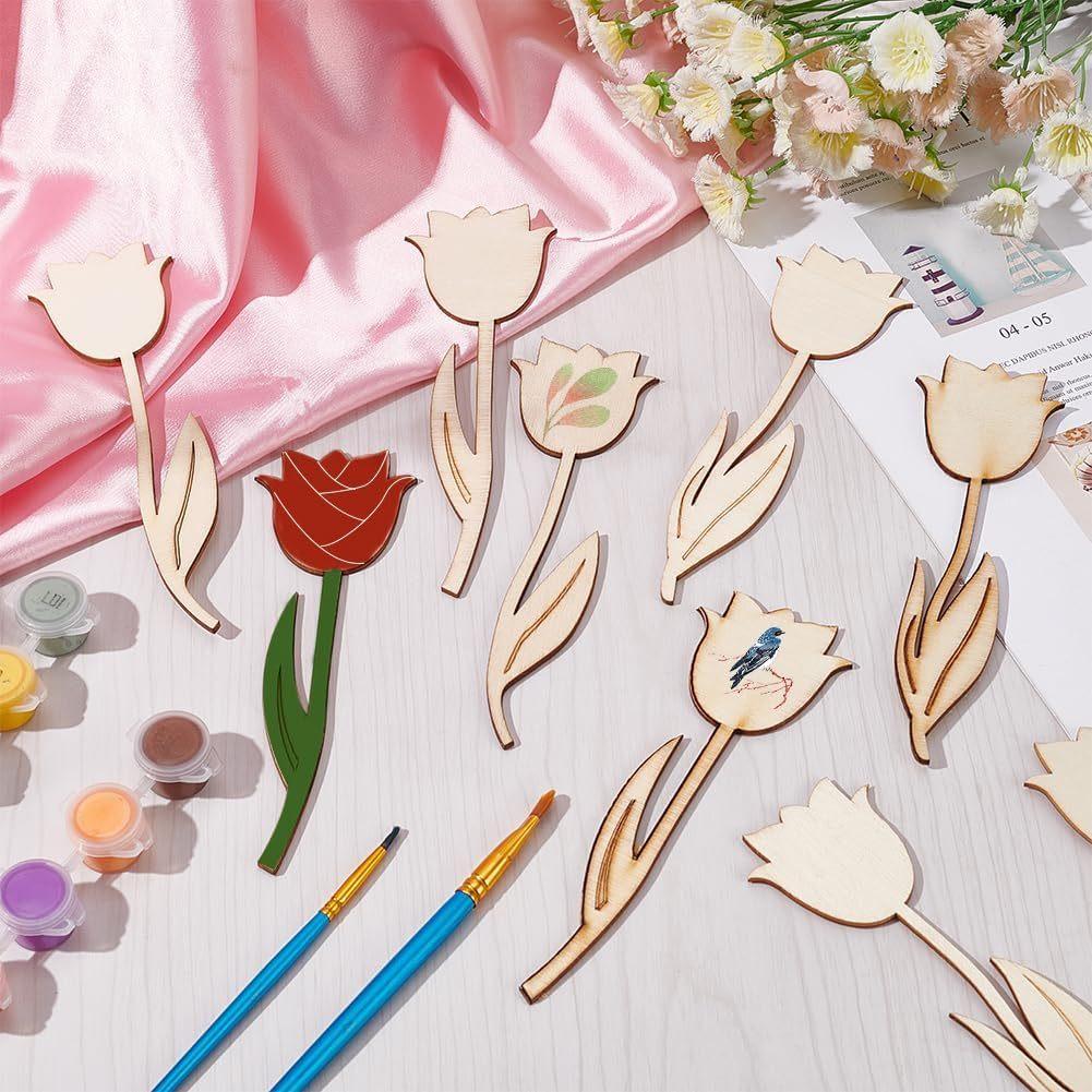 20PCS Rose-Shaped Wooden Cutouts, Spring Floral Crafting Wood Art Boards for DIY Projects, Festive Gifts, Home & Outdoor Decor, Painting Supplies