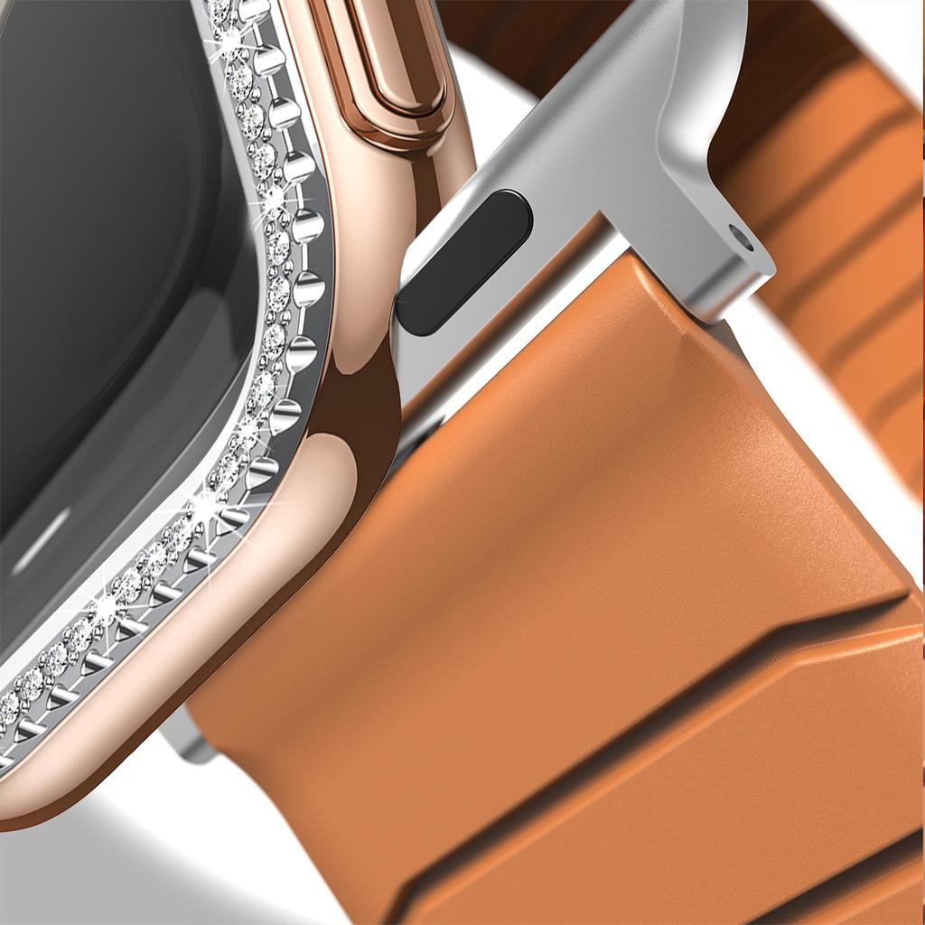Lesklý Glamour Diamantový Dutý Ochranný Nárazuvzdorný Kryt iWatch Watchase Pro Apple Watch Kovový 44mm 45mm Bling Kryt pro iwatch SE/9/8/7/6/5