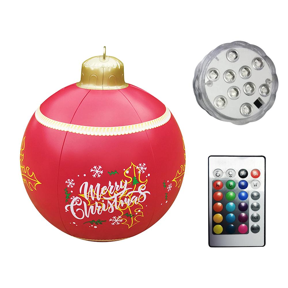 

60cm Christmas Luminous LED Decoration Ball Multifunctional Inflatable Toy Ball Festival Theme Outdoor Holiday Garden Yard Decor 60CM