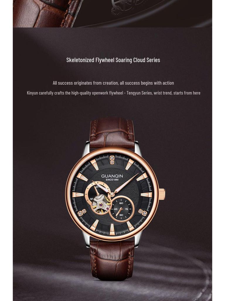 Ceas Mecanic Automatic pentru Bărbați din Piele Naturală, Luminos, Rezistent la Apă, de Modă Elvețiană