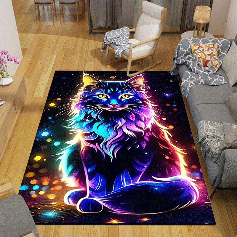 1pc Ghost Cat Design Area Rug - Soft, Anti-Slip, and Durable Gaming Room Decor for Bedroom