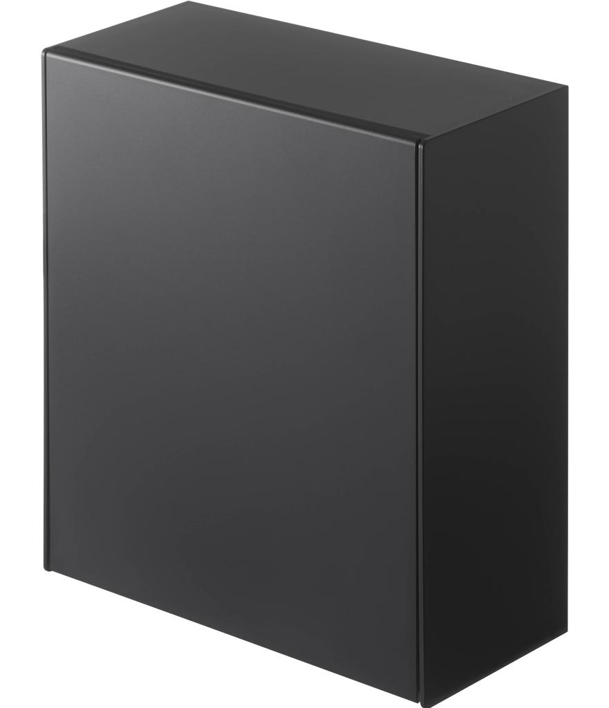 Yamazaki Jitsugyo 5432 Magnetic Dust Box & Storage Case Black Approx. W17XD8.7~16XH20cm Tower Flap Type Small Items Storage Trash Can