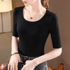 Modal Base Shirt for Women New Women's Clothing with Big Round Neck Half Sleeve T-shirt Underwear Waist Top