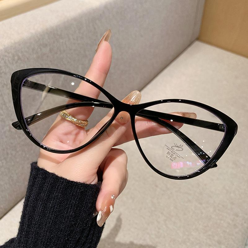 Japanese Cat-Eye Retro Black Sunglasses: Stylish Frames with Prescription  Anti-Blue Light Lens Options. Plano Lenses [Anti-Blue Light] яркий черный рамы