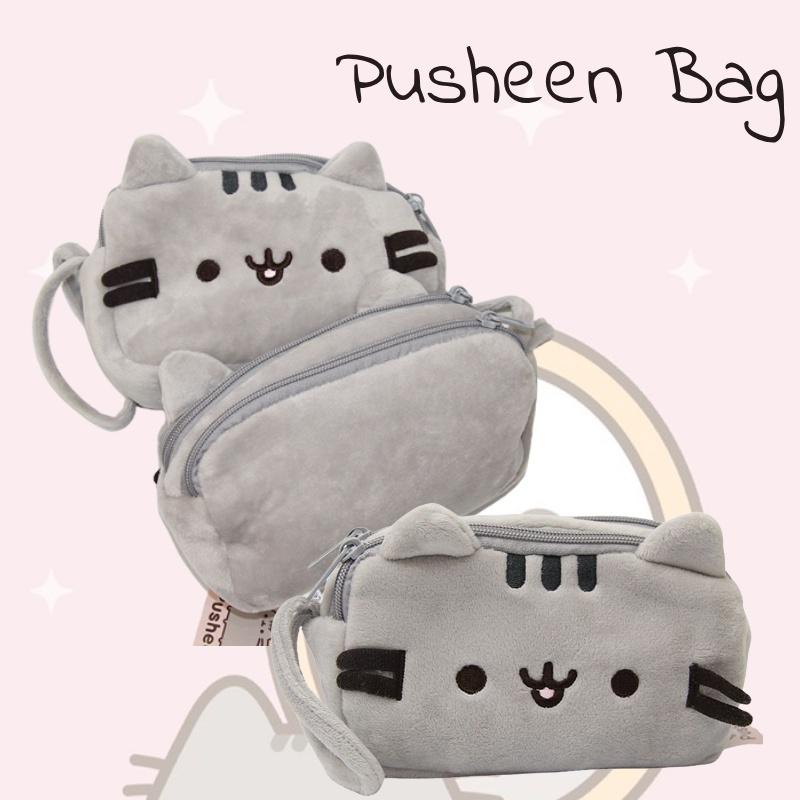 Pusheen Cat Makeup Soft Plush Doubledeck Zipper Bag Portable Cartoon  Box Gift