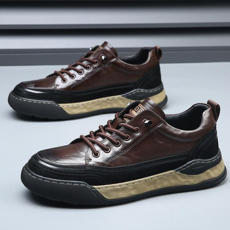 

Sneakers Men s Leather Thick-soled All-match Casual Shoes Sports Breathable Shoes Spring EU37/CN38 коричневий