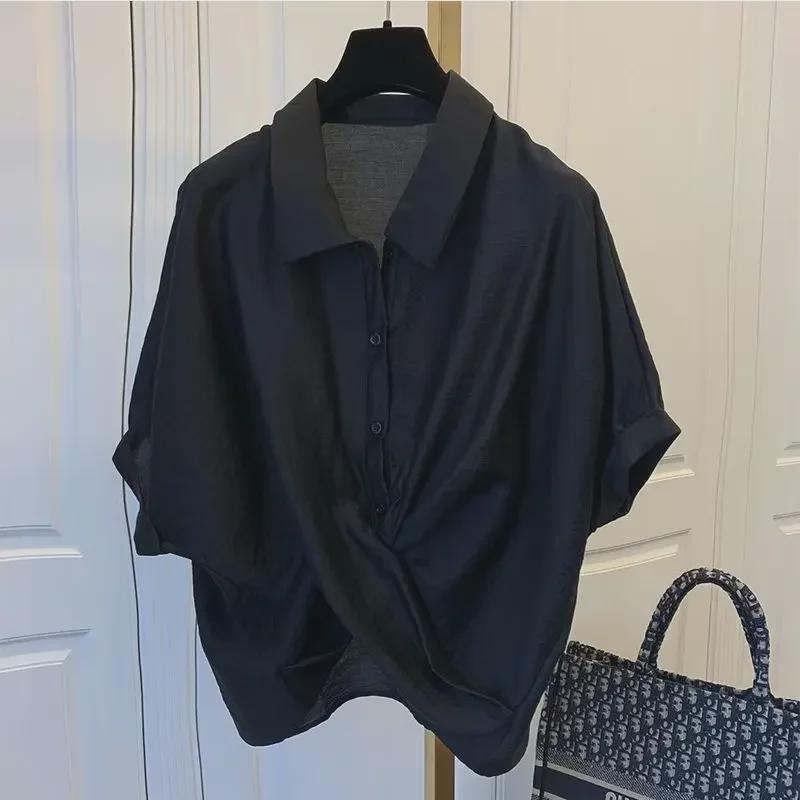 Women's 2024 Summer Loose Fit Korean Style Irregular Slimming Plus Size Top