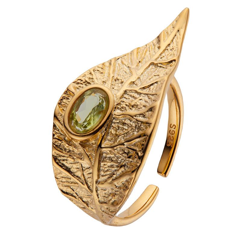 S925 Sterling Silver Inlaid Natural Colored Jewelry Ring Women'S High-End Jewelry