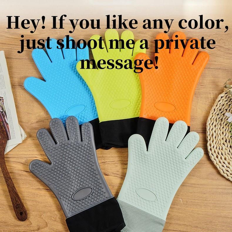 Anti-scald Microwave Gloves High-temperature Resistant Oven Gloves Baking Gloves Silicone Heat-insulating Gloves Baking Utensils