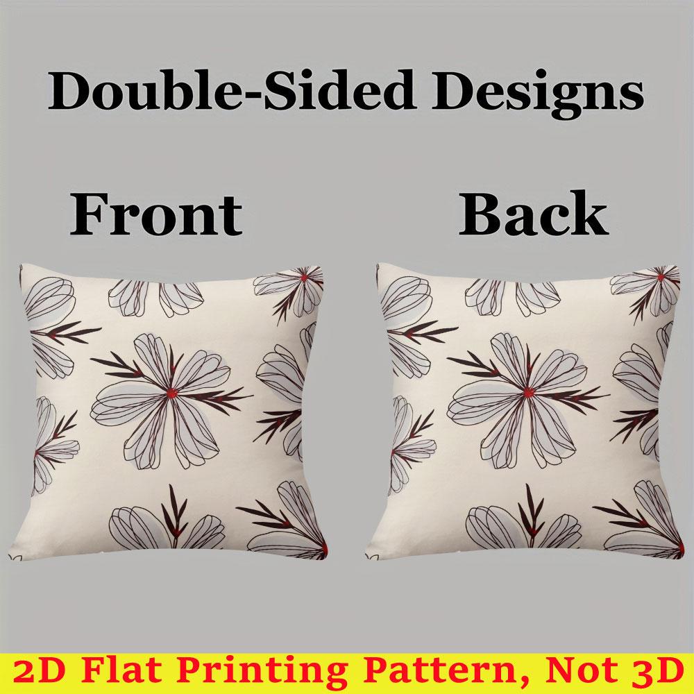 Ink Daisy Square Jacquard Pillow Cover for Sofa Office Waist Cushion Cover Home Decorative Pillowcase