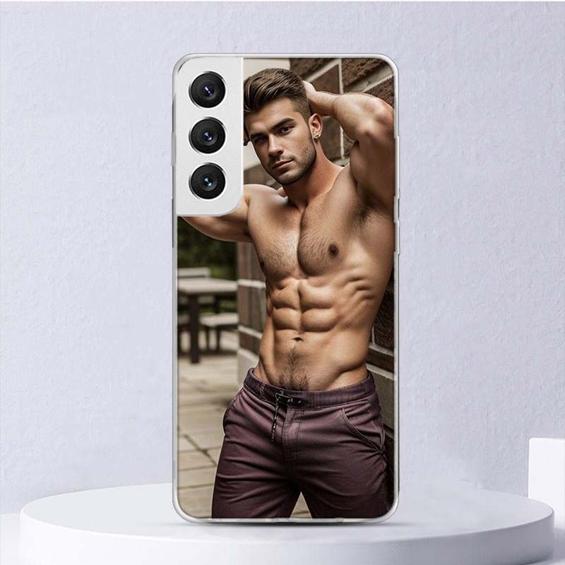 Sexy Muscle Man Gay Fitness Soft Case For Samsung Galaxy S25 S24 S23 S22 Ultra Phone Cover S20 FE S21 Plus S25 Edge + Funda Coqu