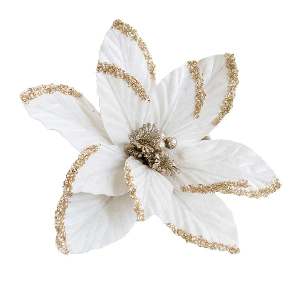 Glitter Christmas Poinsettia Handmade Xmas Tree Decor Beautiful Baubles Design