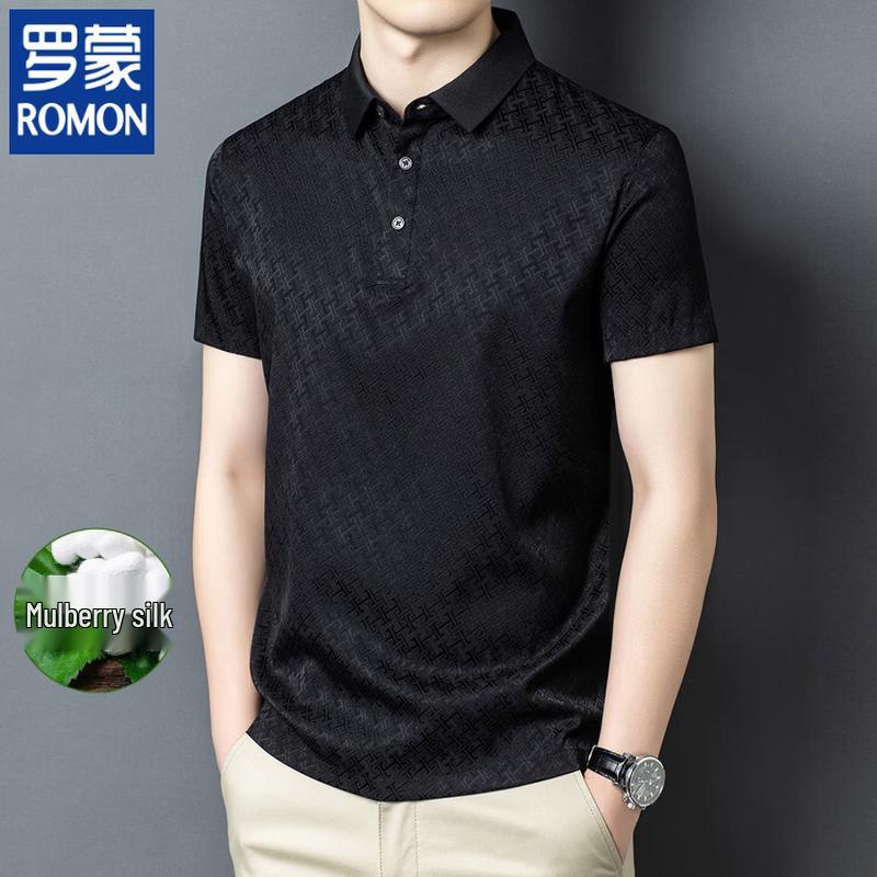 ROMON Men s Breathable Silk Blend Polo Shirt 50 чёрный