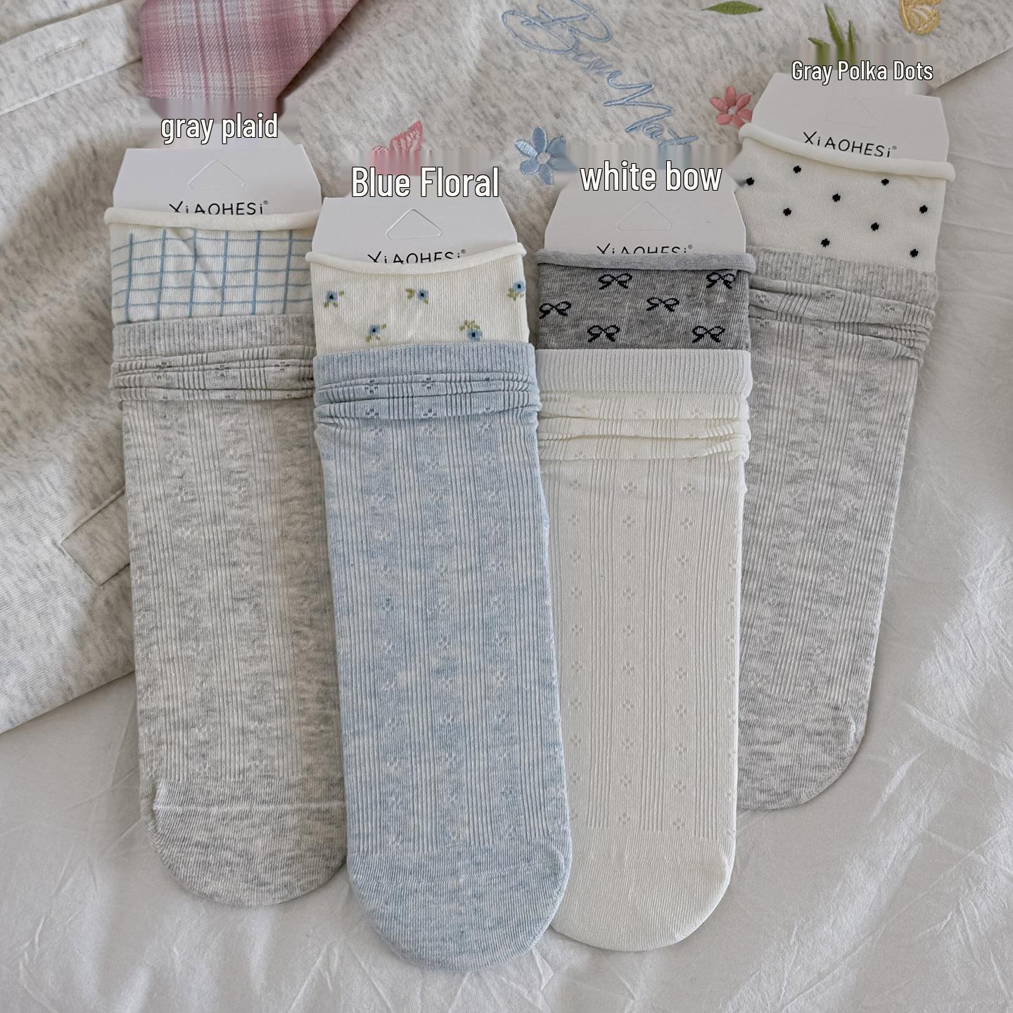 Women s Ultra-Thin Mesh Breathable Cotton Socks, Mid-Calf, Seamless White Slouch Design for Mary Jane Shoes Blue floral один размер