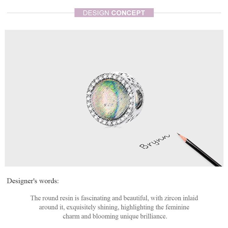 BAMOER Vintage 925 Sterling Silver Round Gorgeous Charm Pendant Fit DIY Making Bracelet Women Statement Jewelry Party Gift