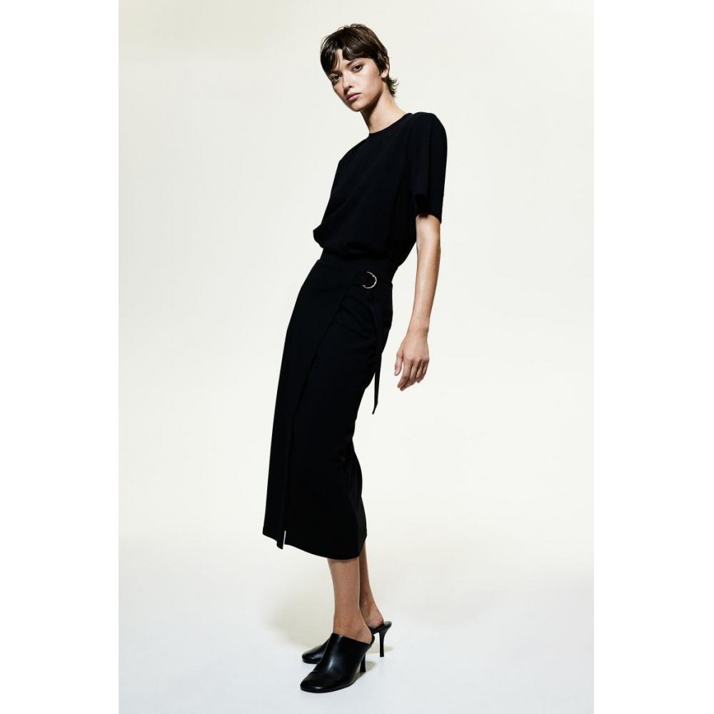 

H M Jersey Wrap Skirt Black