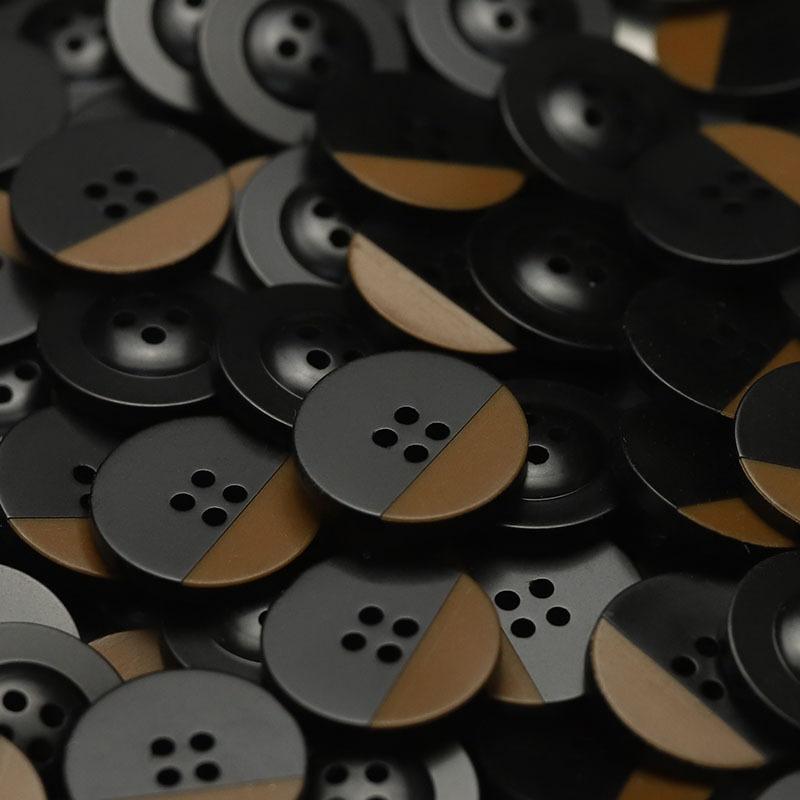 5Pcs 5Pcs Black Coffee Double Color Four-Eye Coat Sweater Buttons Double-Sided Nylon Coat Women'S Trench Coat Suit Decorative Buttons