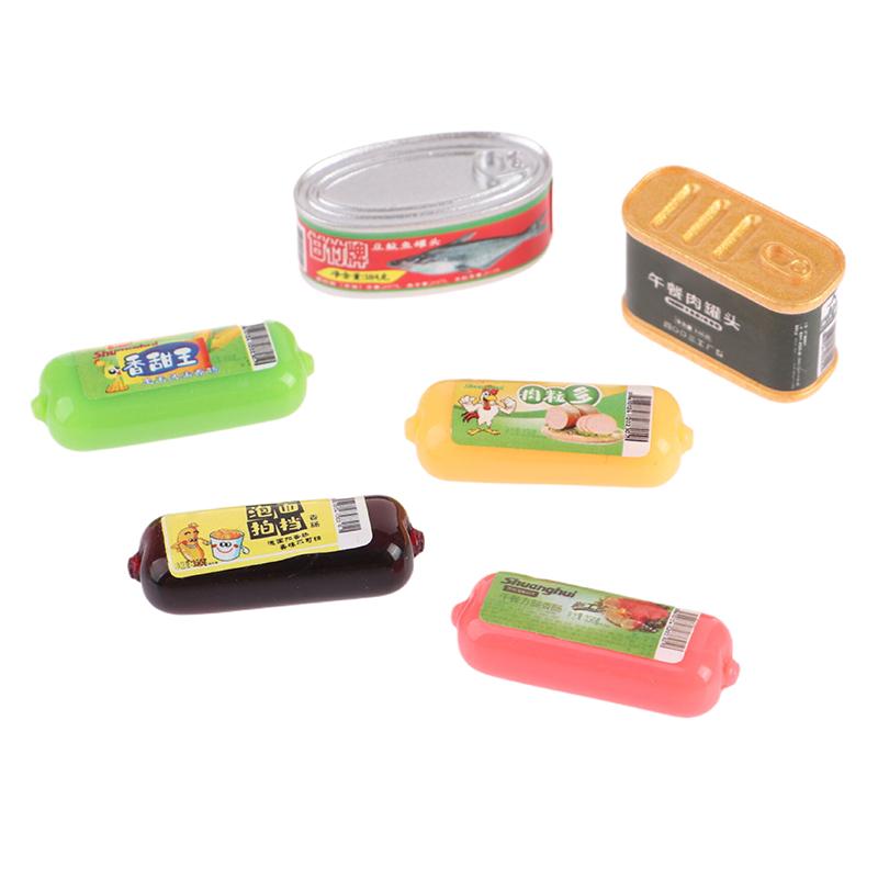 5Pcs 1/12 Dollhouse Simulation Ham Canned Dollhouse Miniature Food Decoration Dolls House Accessories Pretend Play Toys