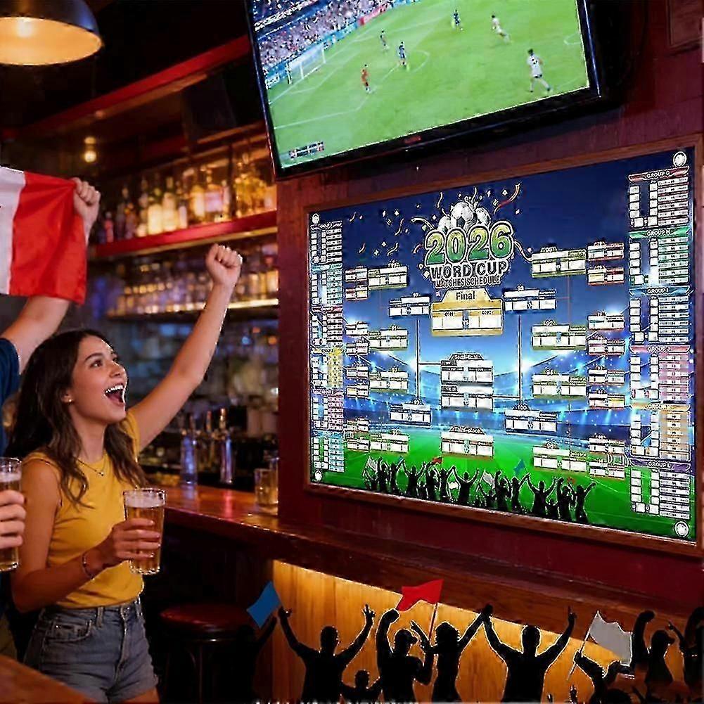 2026 World Cup Soccer Schedule Poster, Durable Fabric Tracking Chart for Fans