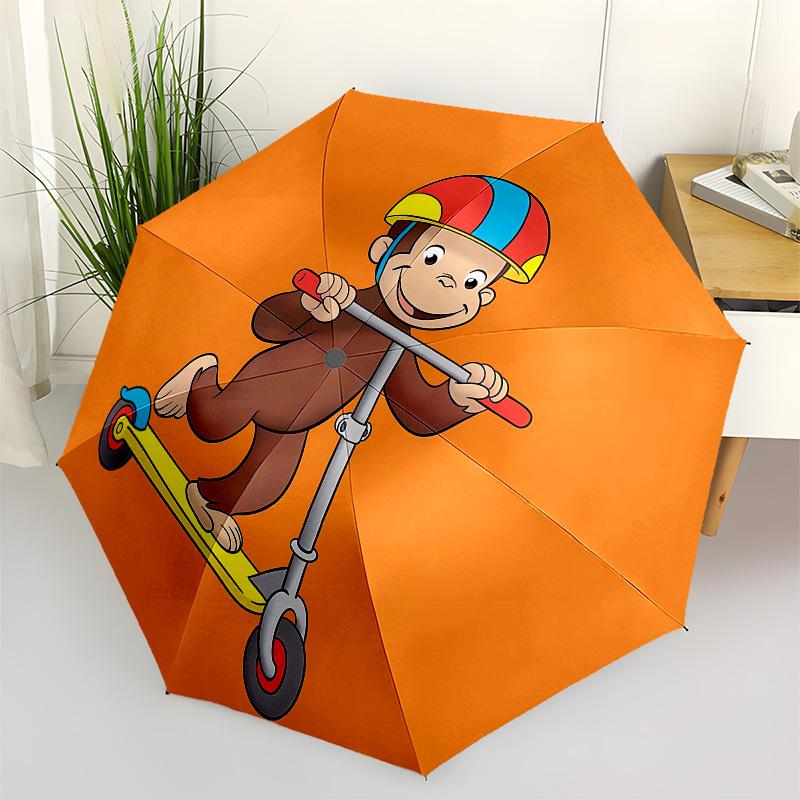 

Curious George, Scooter Automatic Opening and Closing, 8 rib Structure Portable Umbrella, Suitable for Men and Women in All Seasons Perfect