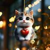 Acrylic Heart Cat Car Decoration Keychain Fun Style Vehicle Interior Pendant