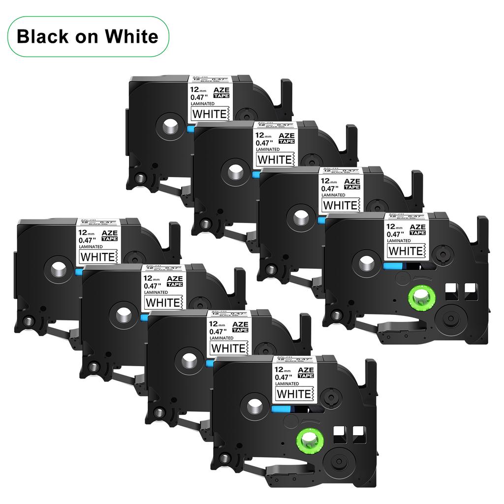 5PCS 231 241 Compatible for Brother Tz TZe-231 Tz-241 Tze-131 631 831 335 Tapes Black On White 12mm Label Tape for P-Touch Maker