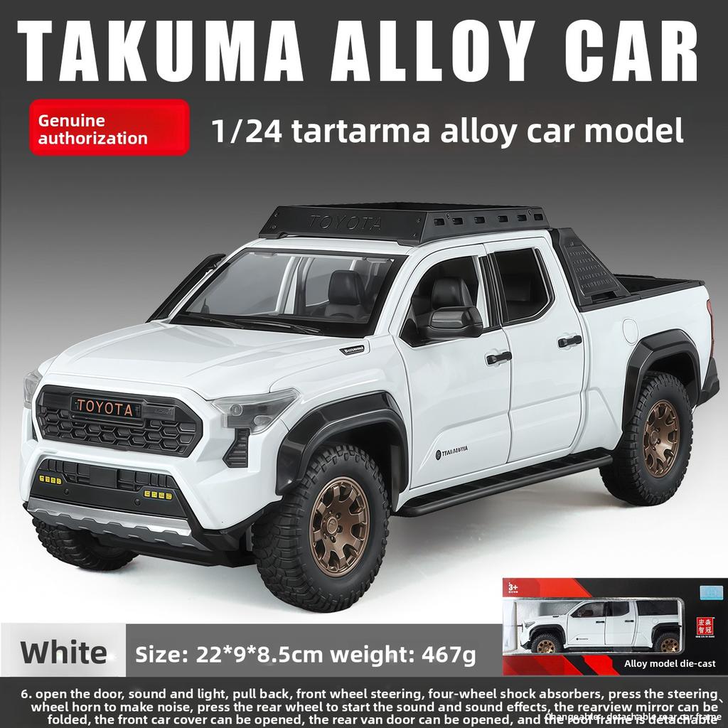 1/24 1:32  TACOMA Tundra Alloy Car Model Toy Diecast Metal Sound Light Pull Back Off-Road Pickup Vehicles Models Kids Gifts