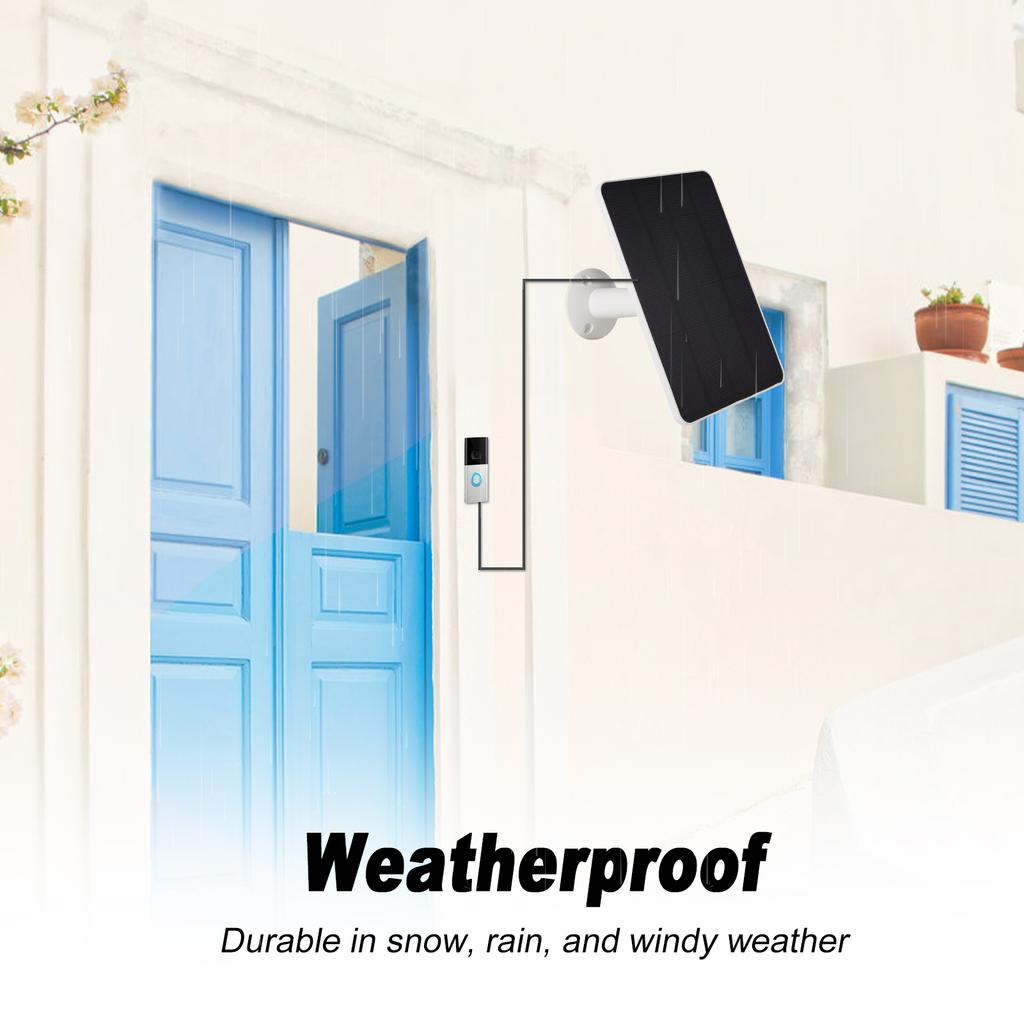 Solar Charger Compatible with Ring Video Doorbell 3 3 Plus 4, Battery Doorbell Plus Pro, Weatherproof Solar Panel