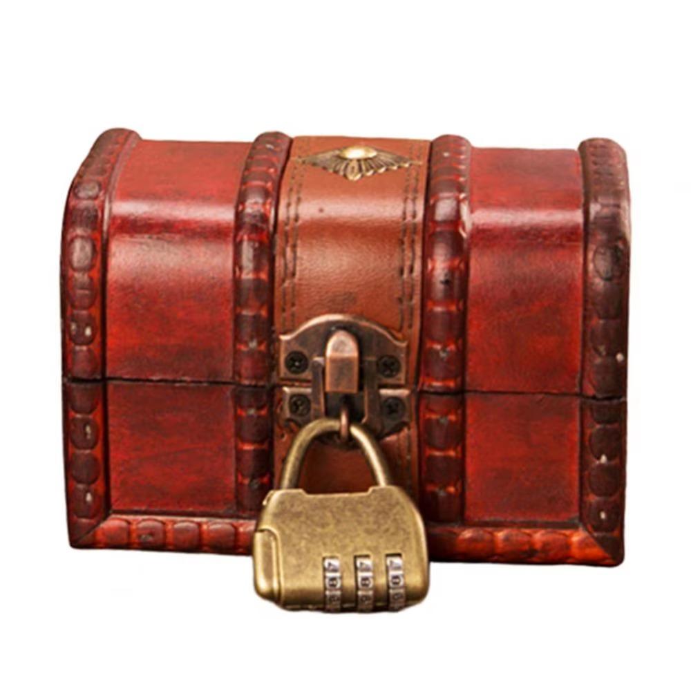 Wooden Treasure Chest Decorative Jewelry Box Antique Jewelry Storage Box  Packaging Box