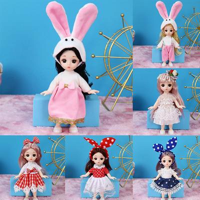 1Pc Cute 17Cm Princess Doll With Clothes 13 Joints Ob11 Bjd Dolls Dress Up Toy For Girls Diy Gift