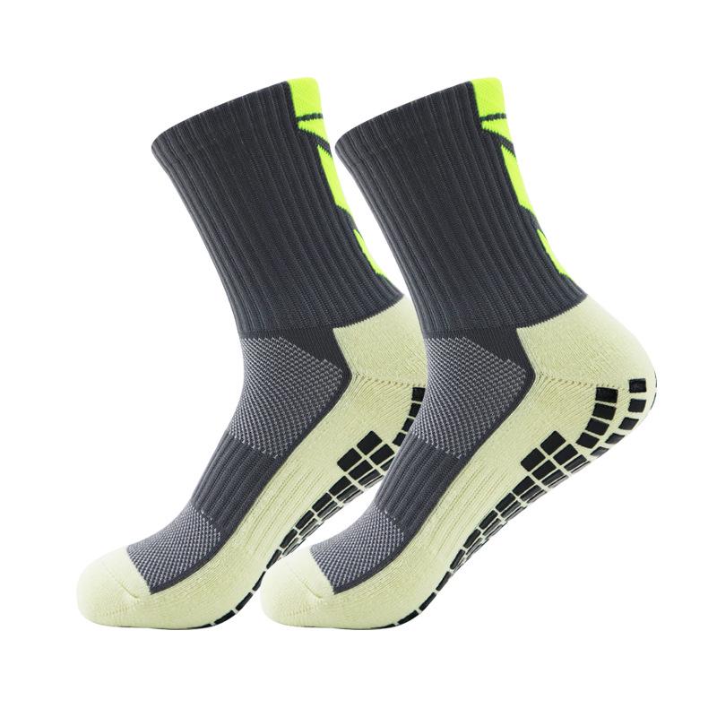 Men's Non-Slip Glue-Dot Football Socks - Thick Towel Cushion, Mid-Tube Training Sports Socks