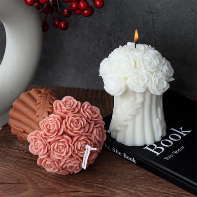DIY Flower Bouquet Candle Mold Table Decoration Peony Floral Bouquet Pillar Silicone Mold Luxury Unique Wedding Gift
