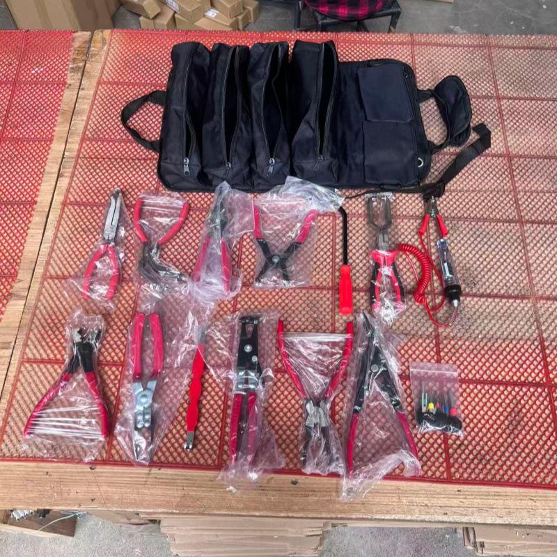 

Auto Repair Pliers Set: 14-Piece Kit with Power Cut, Wire Cutting, Oil Line, Clip, Tiger-Shaped, Hose Clamp, and Headlight Opening Pliers.